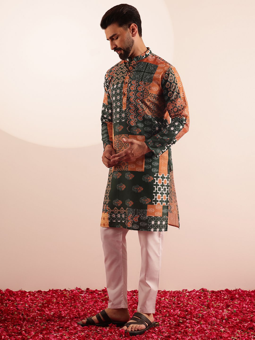 Anouk Ethnic Motifs Printed Mandarin Collar Short Kurta
