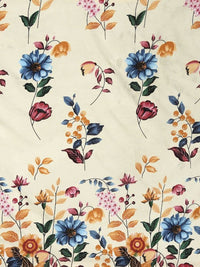 Myntra Elegant Homes Cream Floral Polycotton 300 TC Fitted King Cadar Tempat Tidur Halus dengan 2 Sarung Bantal-250 x 220 cm