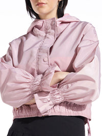 Bewakoof Women Peach Oversized Hooded Windcheater Jacket
