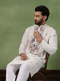 SOJANYA Lelaki Kurta Sulam Geometrik