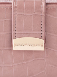 Lino Perros Women Dusty Pink Croc Textured Two Fold Wallet