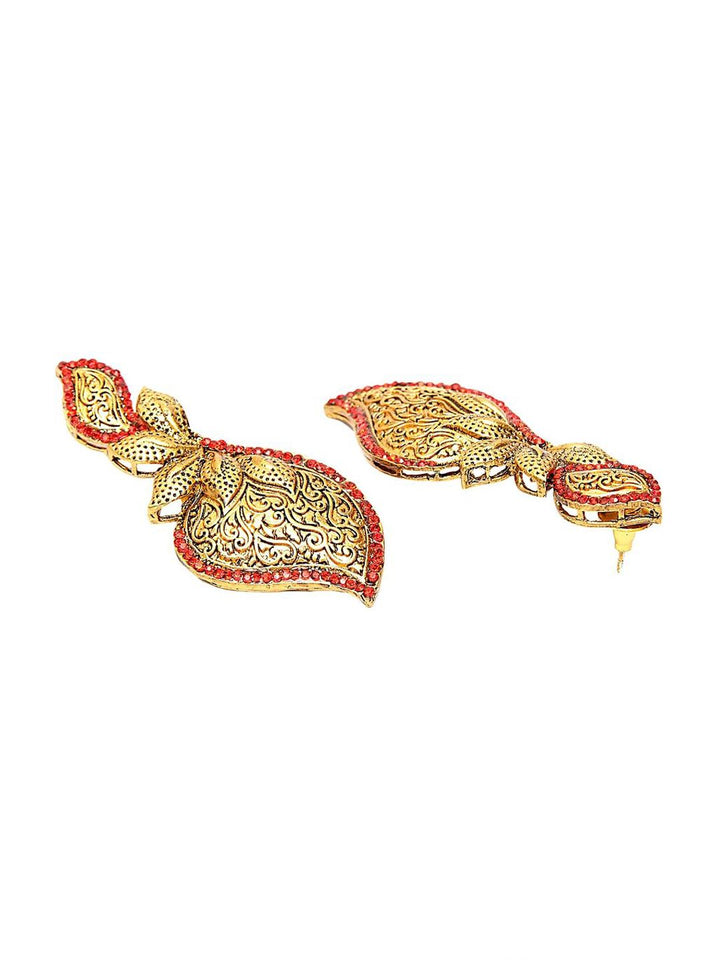 Anouk Red Gold-Plated Contemporary Drop Earrings