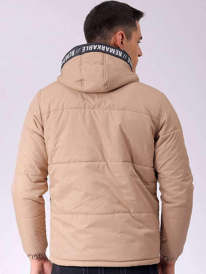 The Indian Garage Co Men Hooded Typography Printed Puffer Jacket
