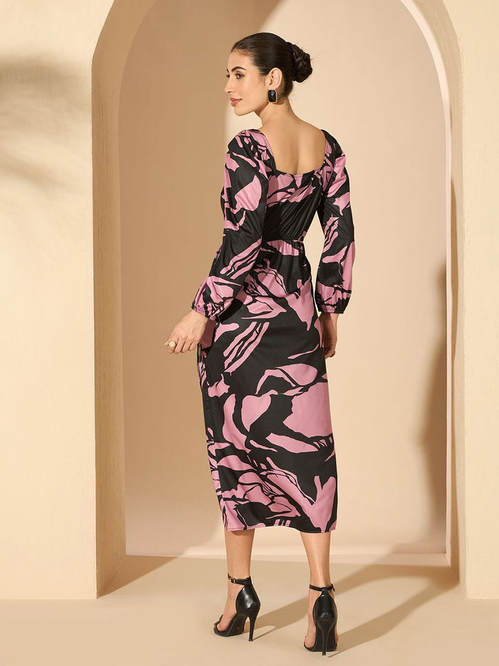 Antheaa Women Abstract Printecd Sheath Midi Dress