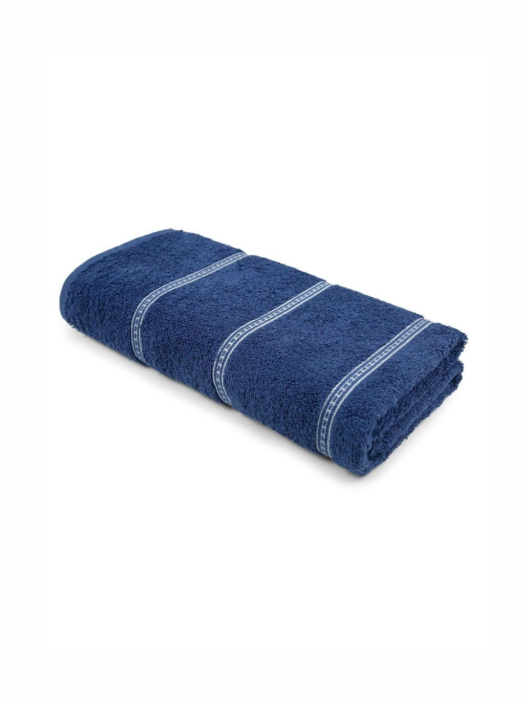 MYTRIDENT Blue & White Striped Cotton 450 GSM Bath Towel