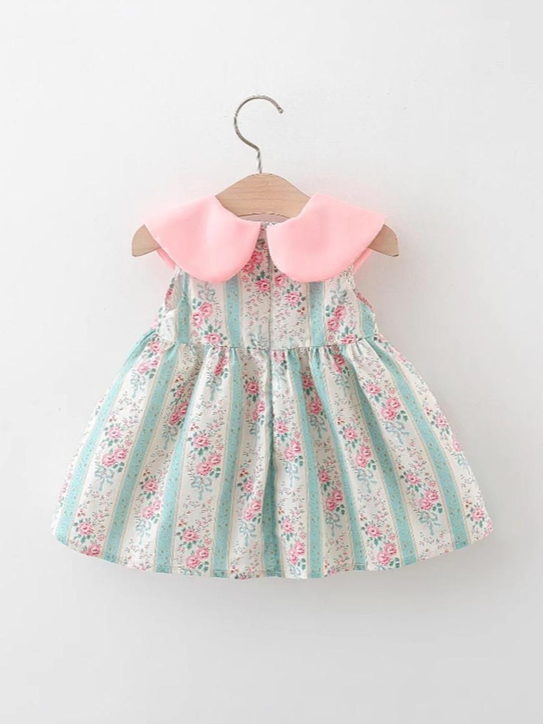 YK Floral Print Peter Pan Collar Fit & Flare Dress