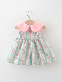 YK Floral Print Peter Pan Collar Fit & Flare Dress