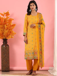 Mamicha Bandhani Printed Beads & Stones Pure Cotton Straight Kurta with Palazzos & Dupatta