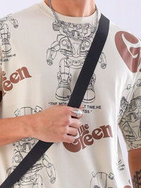 The Indian Garage Co Men Typography Printed Round Neck Cotton Oversized T-shirt