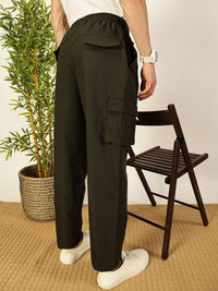 Thomas Scott Men Smart Loose Fit Mid-Rise Easy Wash Cotton Cargos Trousers