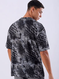 The Indian Garage Co Men Abstract Printed Neck Oversized T-shirt