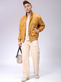 The Indian Garage Co Men Solid Padded Bomber Utility Jacket