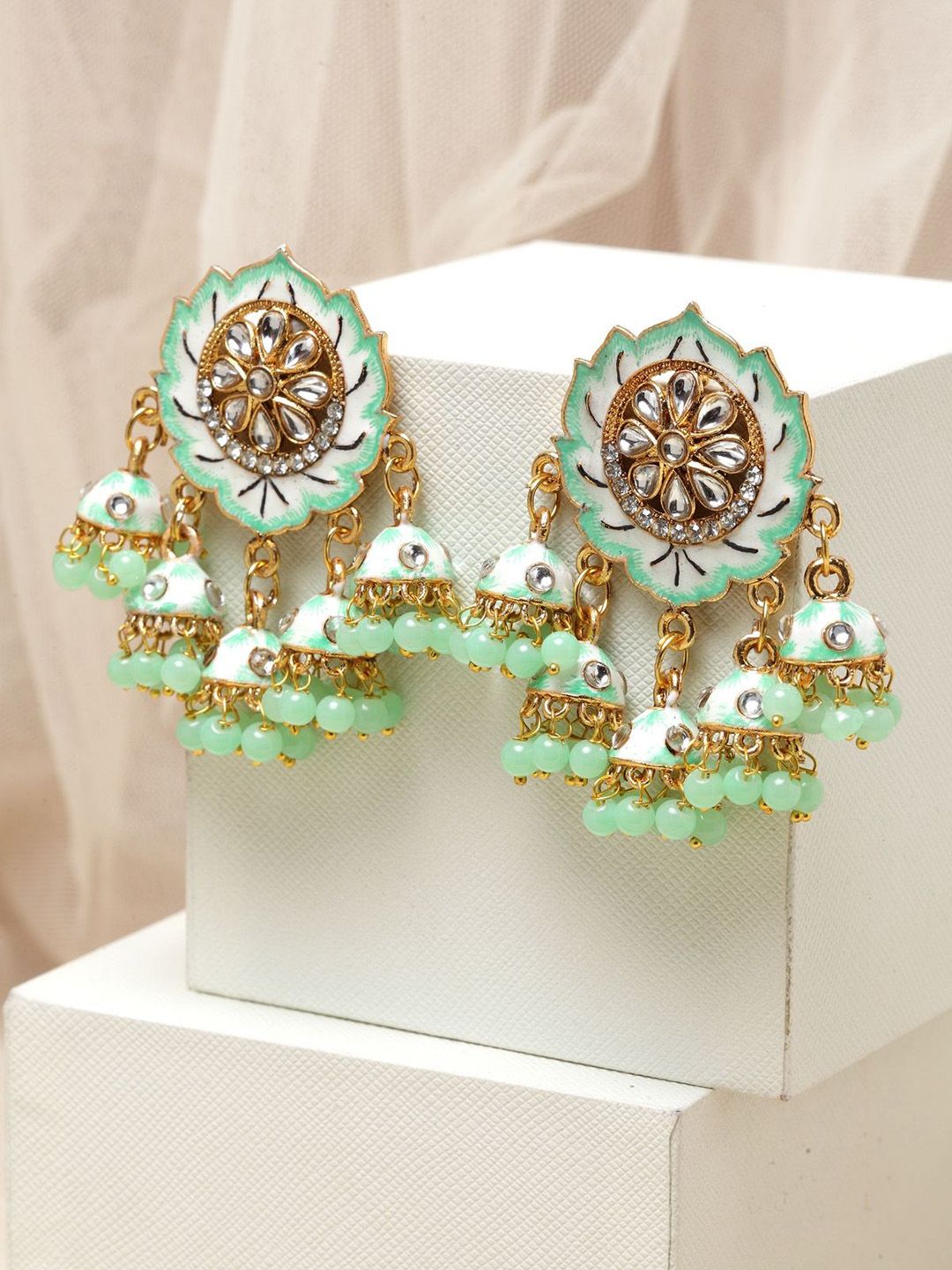 Anouk Gold-Plated Cubic Zirconia Contemporary Drop Earrings