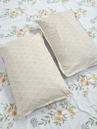 KLOTTHE Polycotton Floral Fitted 300 GSM Double Cadar dengan 2 Sarung Bantal