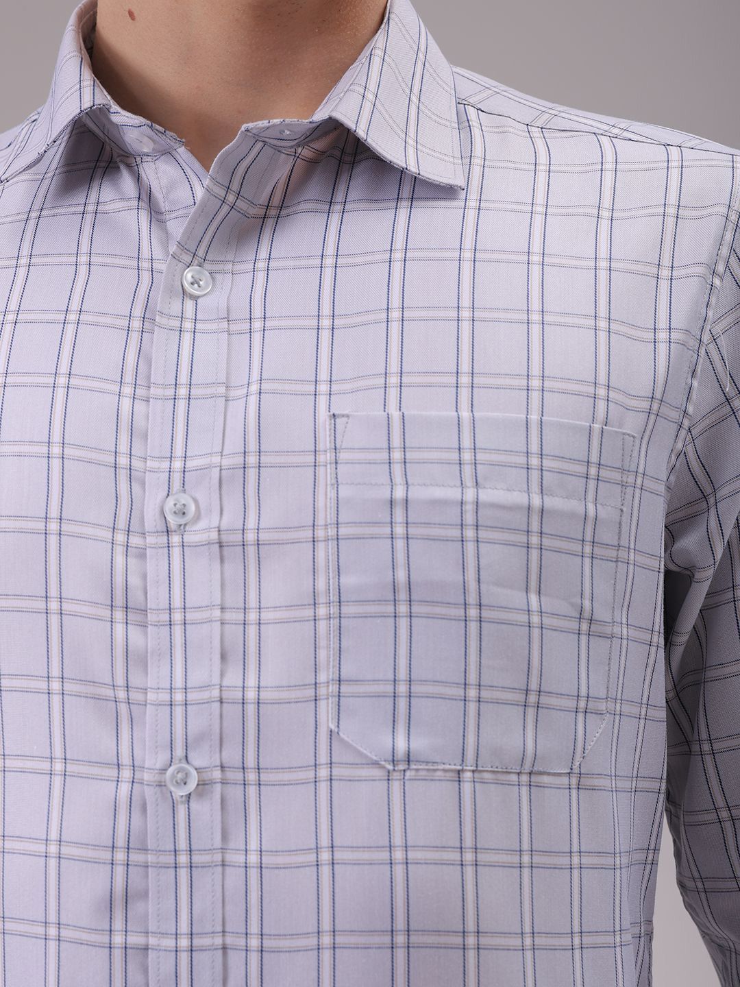 The Indian Garage Co. X Luxe Men Cutaway Collar Checked Slim Fit Formal Shirt