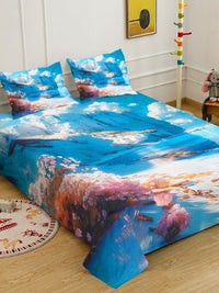 KLOTTHE Blue Floral Printed 400 TC Cadar King Superfine