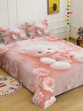 KLOTTHE Pink Cartoon Characters  Printed 400 TC King Superfine Bedsheets