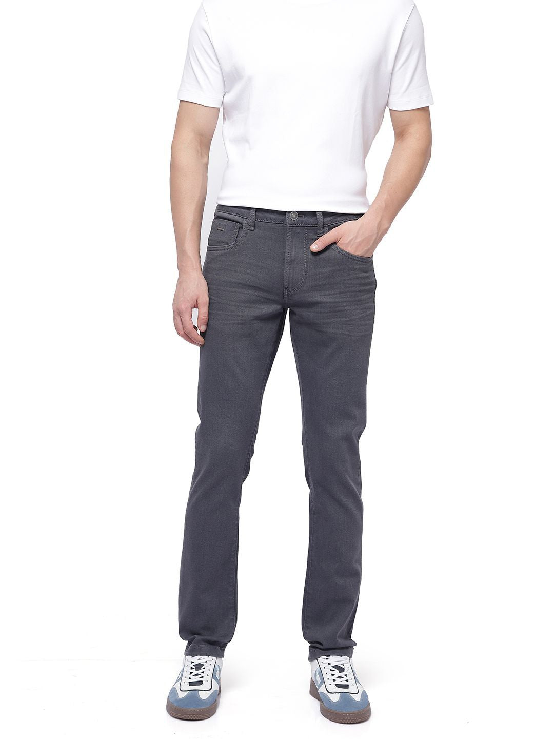 RARE RABBIT Men Comfort Mid-Rise No Fade Stretchable Jeans