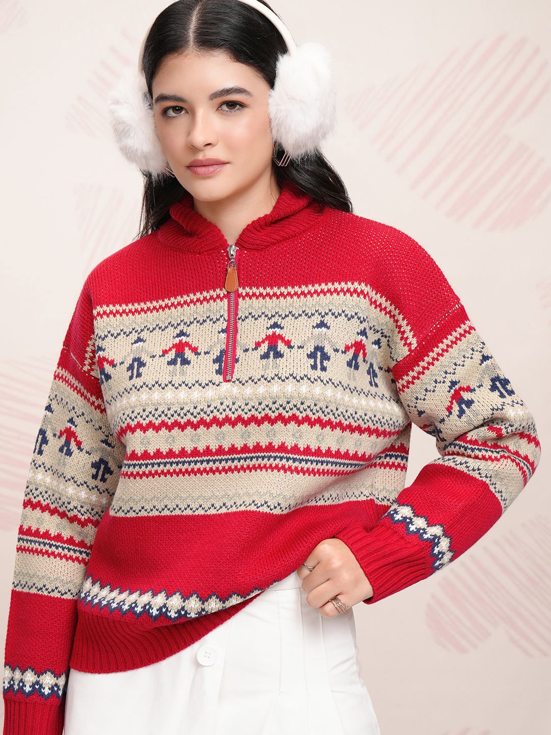 ESPYR By Tokyo Talkies Women Cable Knit Pullover with Zip Detail Detail