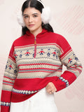 ESPYR By Tokyo Talkies Women Cable Knit Pullover with Zip Detail Detail