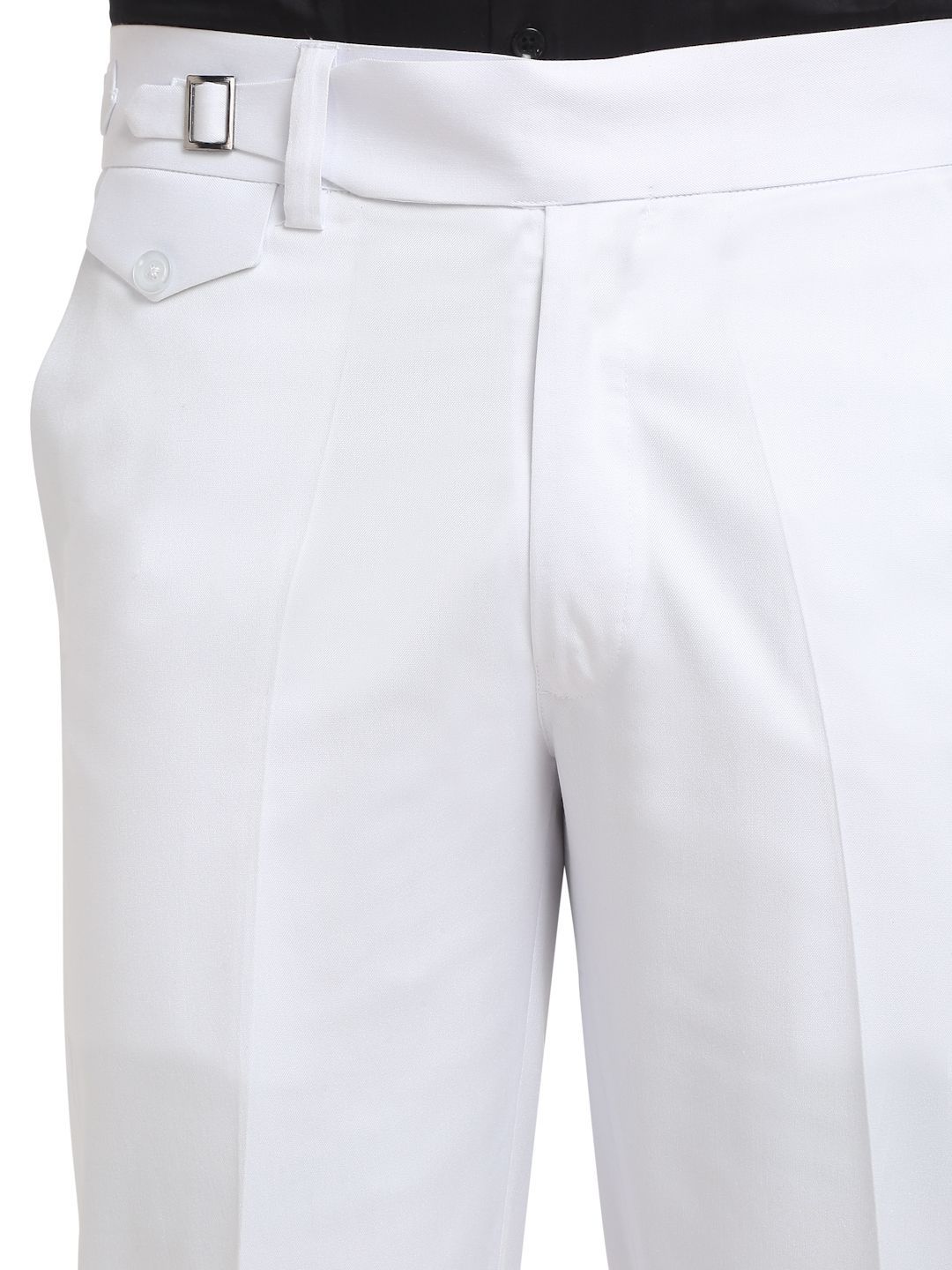 KLOTTHE Men's White Cotton Rich Solid Slim Fit Gurkha pants