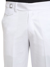 KLOTTHE Men's White Cotton Rich Solid Slim Fit Gurkha pants