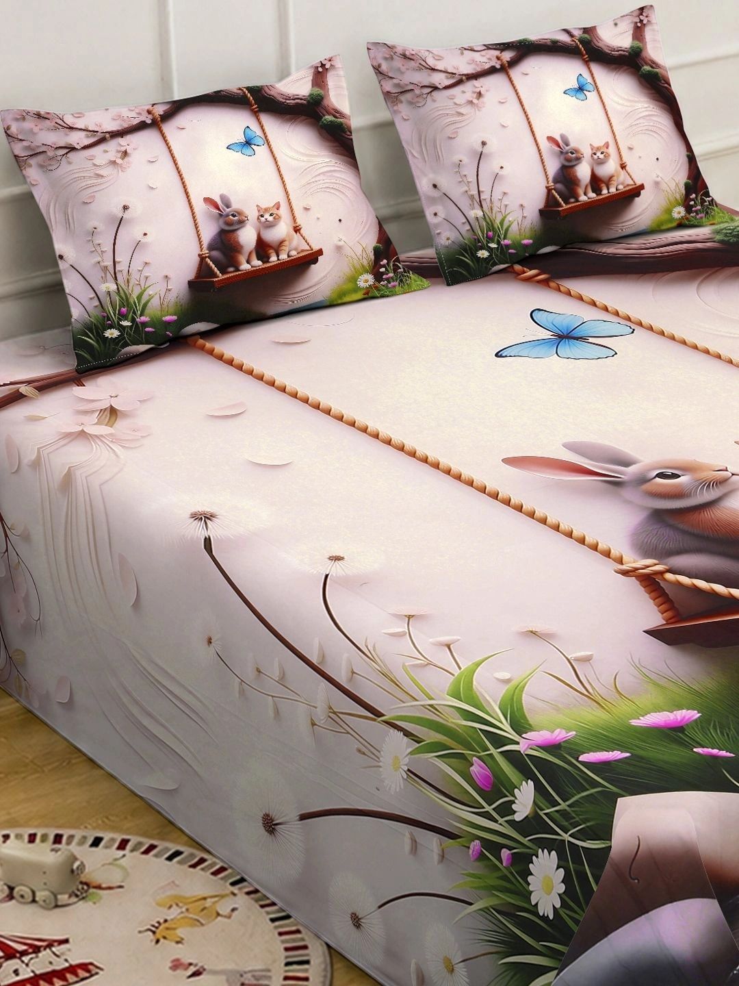 KLOTTHE Beige 400 TC Cadar Katil King dengan 2 Sarung Bantal