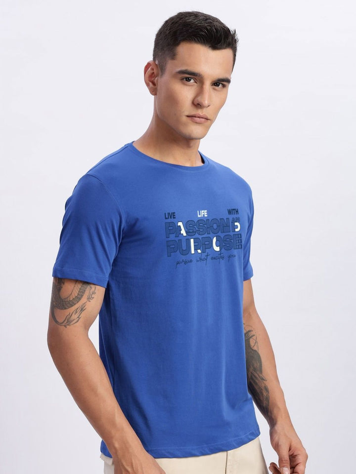 ADRO Typography Printed Round Neck Cotton T-shirt