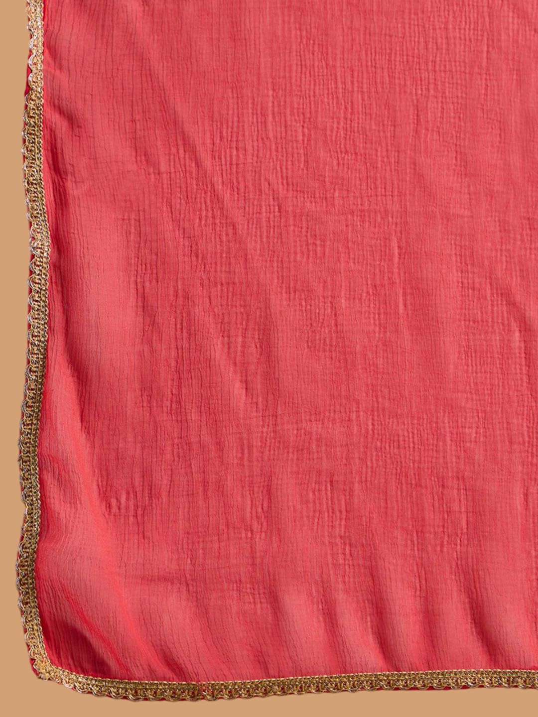Indo Era Floral Yoke Design Straight Sequinned Kurta with Trousers & Dupatta