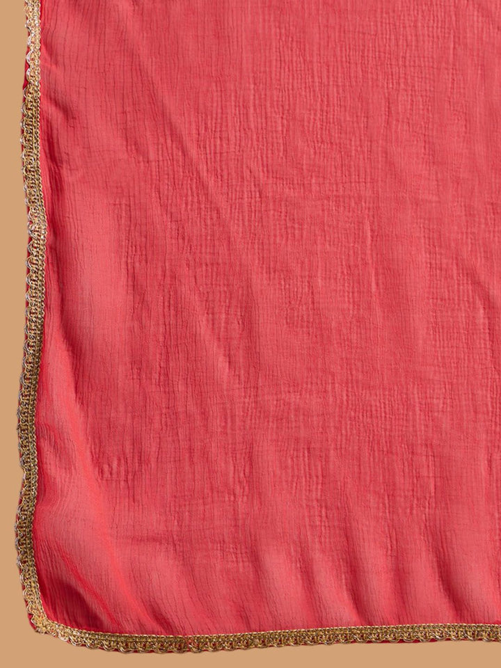Indo Era Floral Yoke Design Straight Sequinned Kurta with Trousers & Dupatta