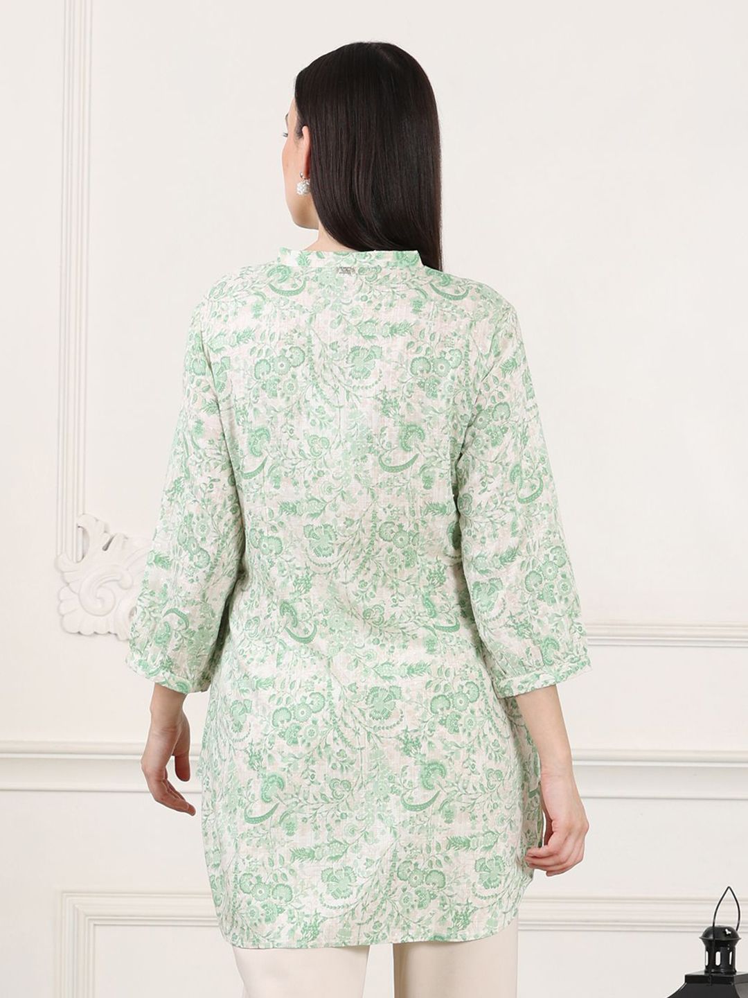 W Mandarin Collar Printed Tunic