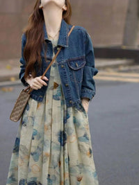 DressBerry Women Solid Spread Collar Denim Jacket