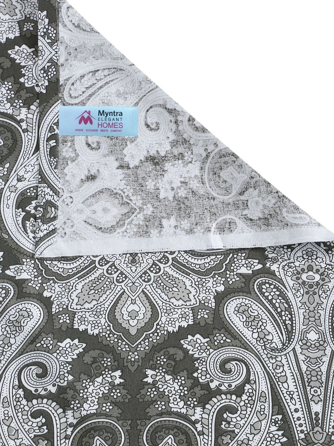 Myntra Elegant Homes Olive Green & Grey Floral 400 TC Bedsheet with 2 Pillow Covers