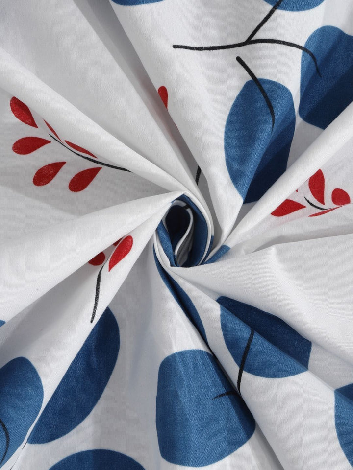 Myntra Elegant Homes Kapas Bunga Putih 300 TC Dilengkapi Cadar King Halus dengan 2 Sarung Bantal-98 x 89 inci