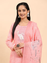 Mamicha Women Ethnic Motifs Printed Regular Thread Work Pure Cotton Kurta with Palazzos & With Dupatta