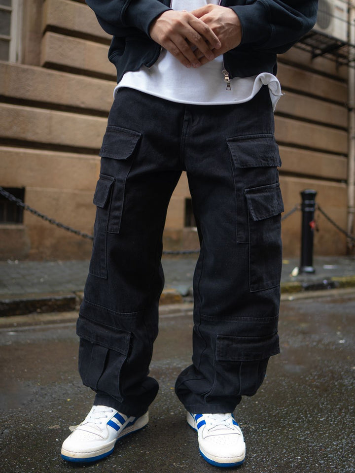 Powerlook Men Baggy Fit Denim Cargos