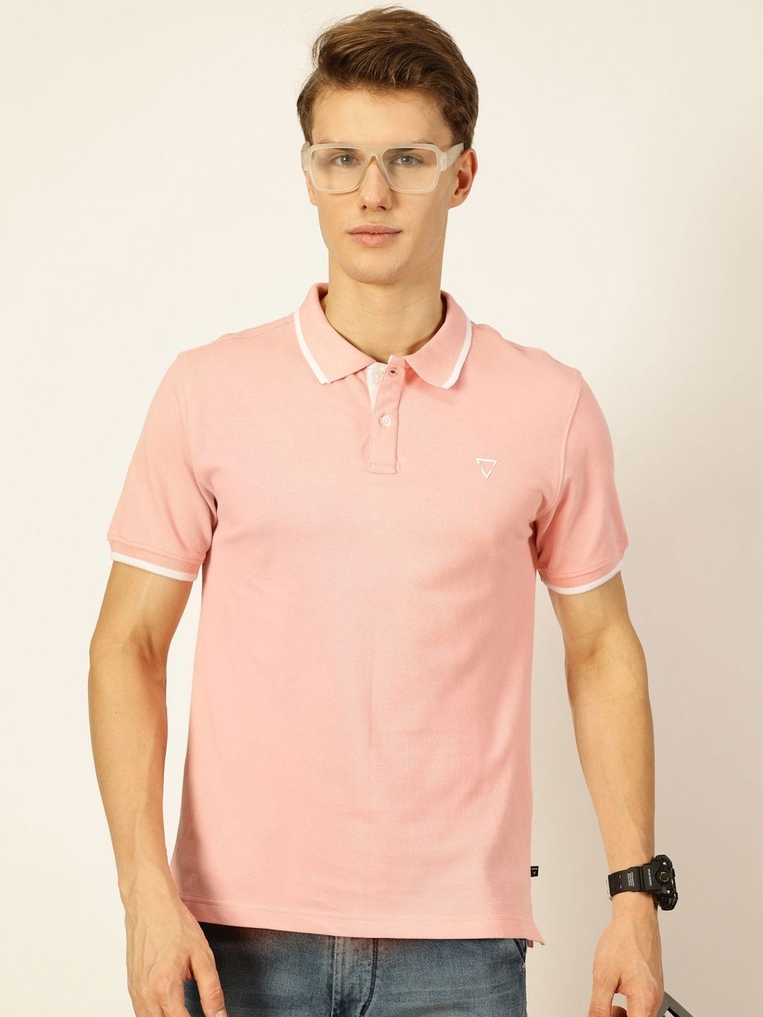 Thomas Scott Men Solid Polo Collar Cotton T-shirt