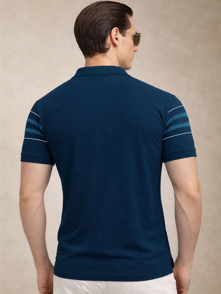 ADRO Men Striped Polo Collar T-shirt