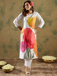 Indo Era Floral Straight Printed Kurta with Trousers