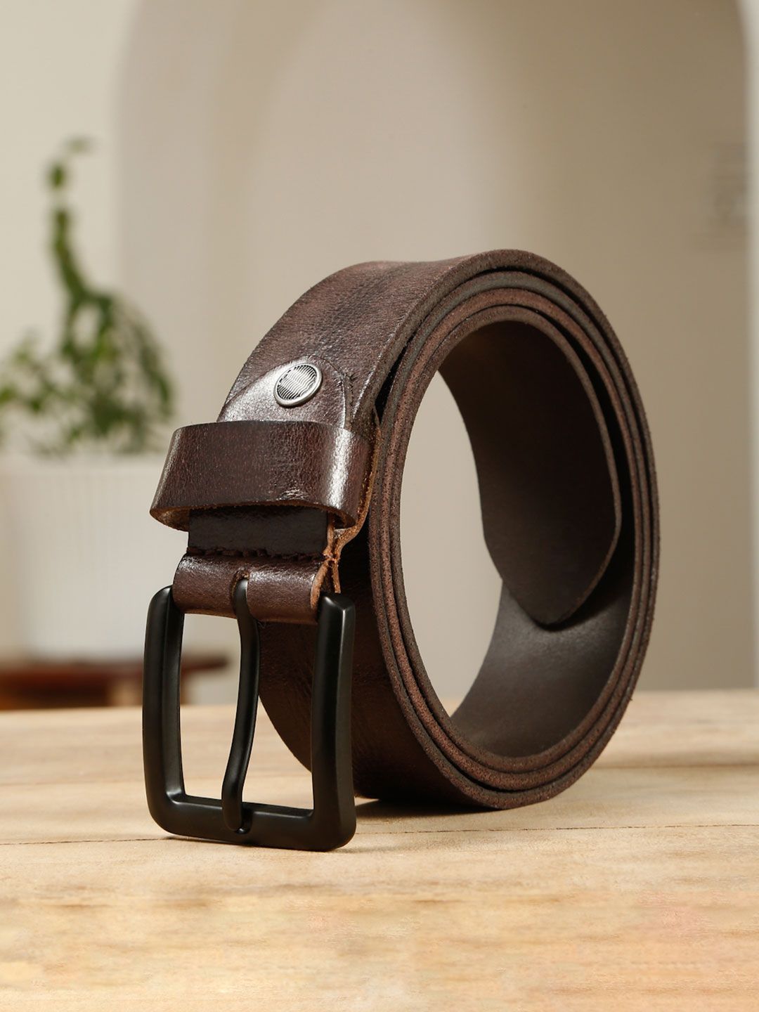 Teakwood Leathers Men Textured Leather Belt