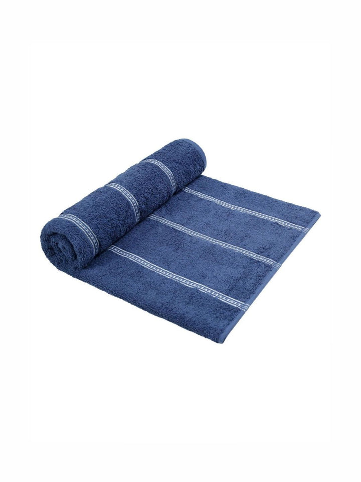 MYTRIDENT Blue & White Striped Cotton 450 GSM Bath Towel