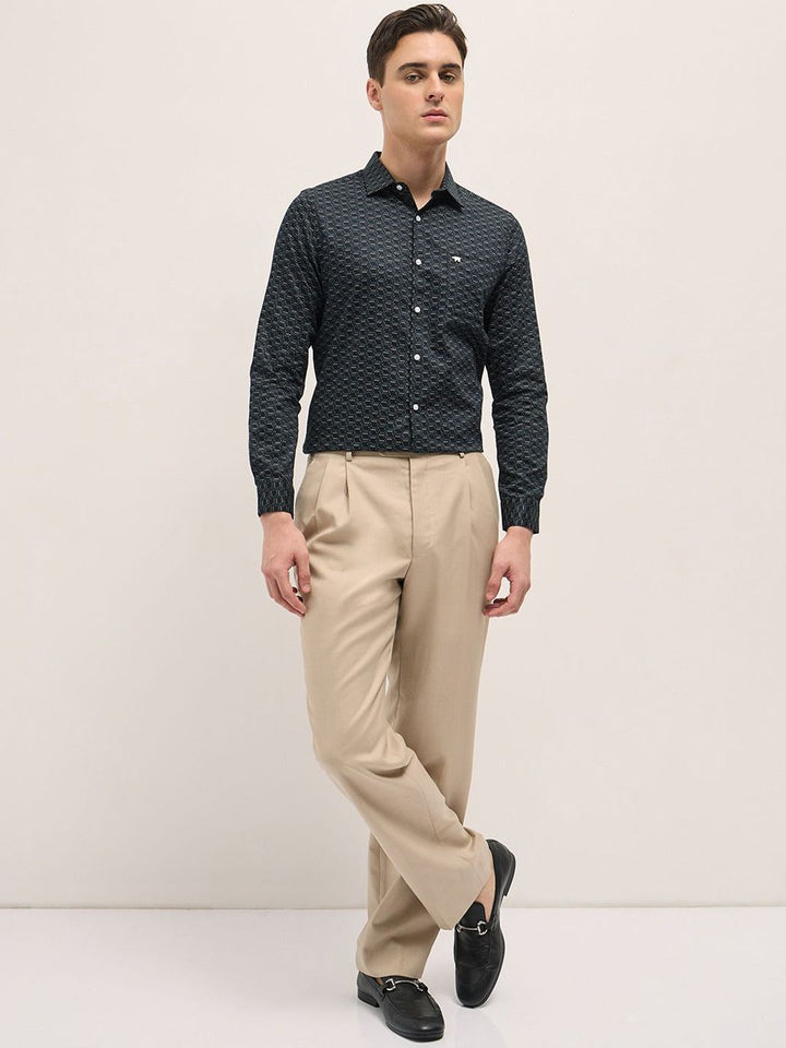 THE BEAR HOUSE Men Spread Collar Abstract Printed Pure Cotton Tailored Fit Formal Shirt