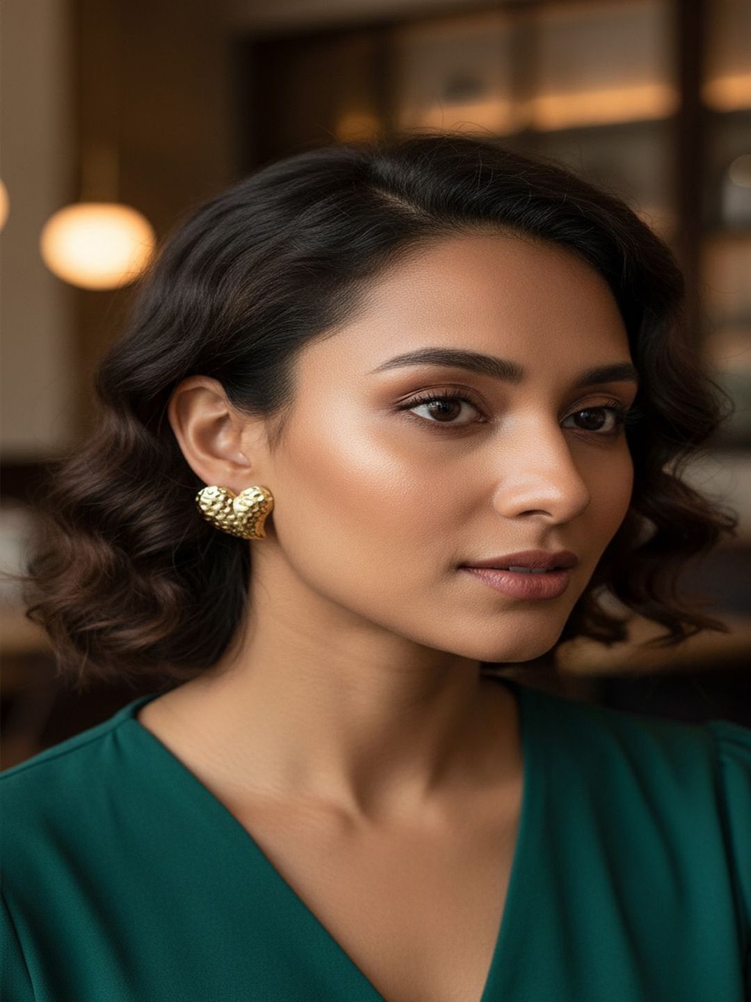 VOGUE PANASH Gold-Plated Heart Shaped Studs