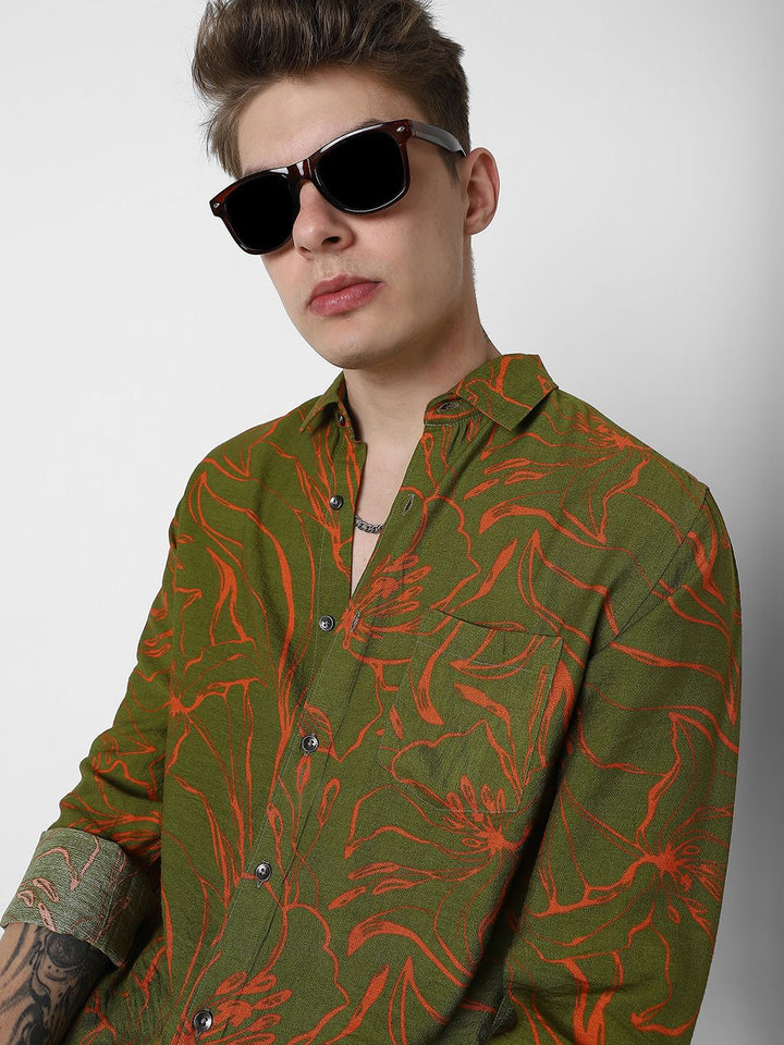 VASTRADO Men Classic Slim Fit  Printed Slim Collar Casual Shirt