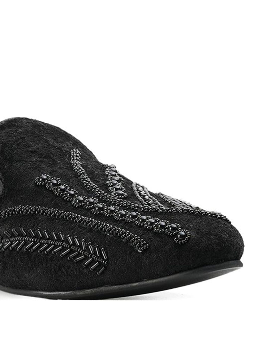 MONKSTORY Men Black Embroidered Formal Slip-Ons Embellished Shoes