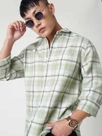 VASTRADO Men Classic Spread Collar Checked Cotton Slim Fit Casual Shirt