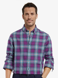 RARE RABBIT Men Comfort Button-Down Collar Tartan Checked Cotton Casual Shirt