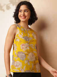 Anouk Floral Printed Boat Neck Sleeveless Top