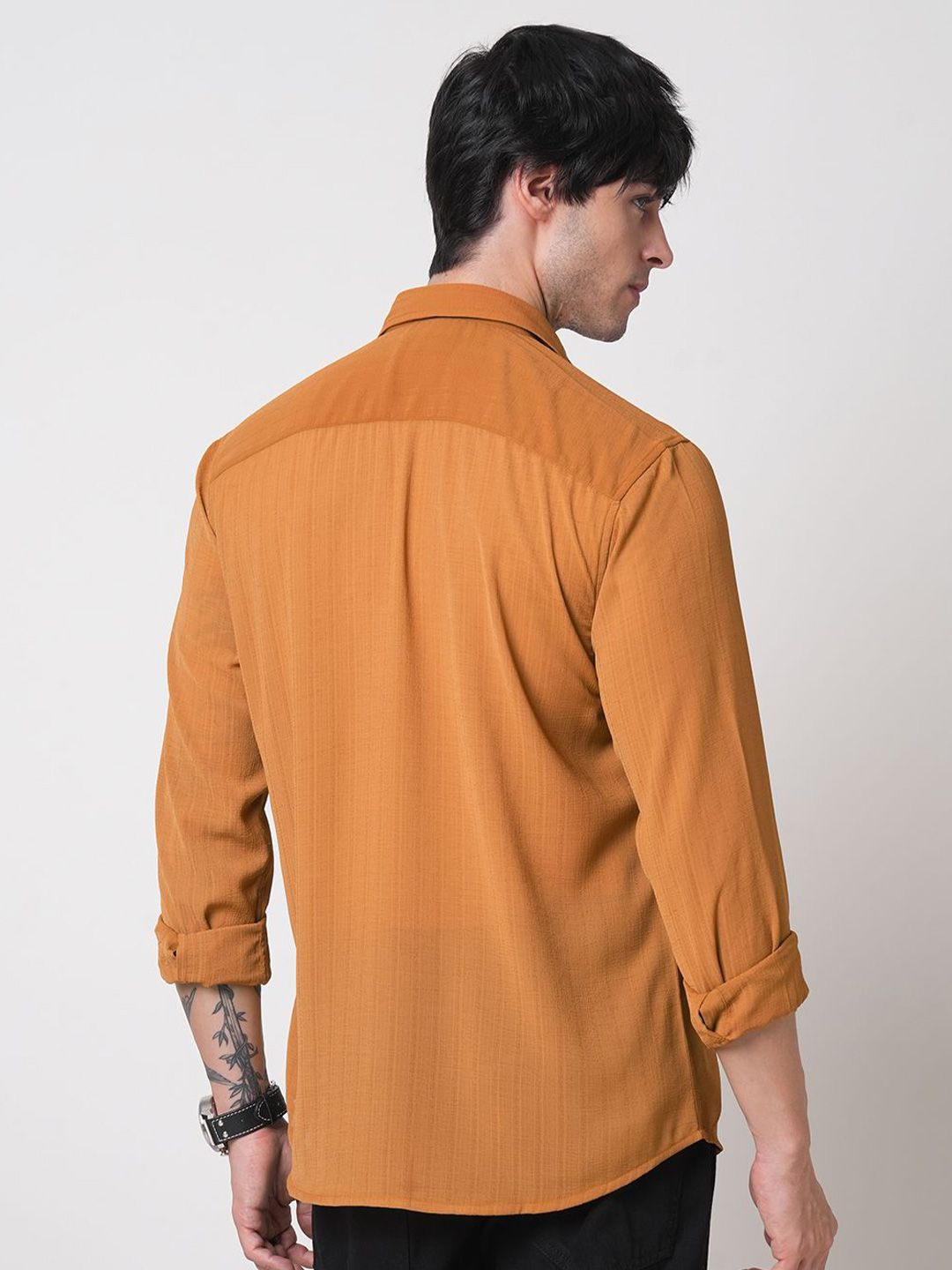 VASTRADO Men Classic Spread Collar Textured Slim Fit Casual Shirt