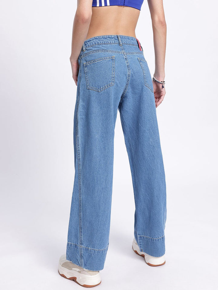 DressBerry Women Effortless Baggy Panelled Wide Leg Jeans